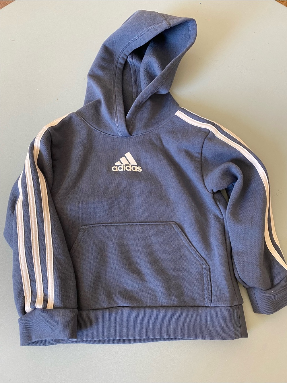 adidas 3T Blue Toddler Hoodie with White Stripes